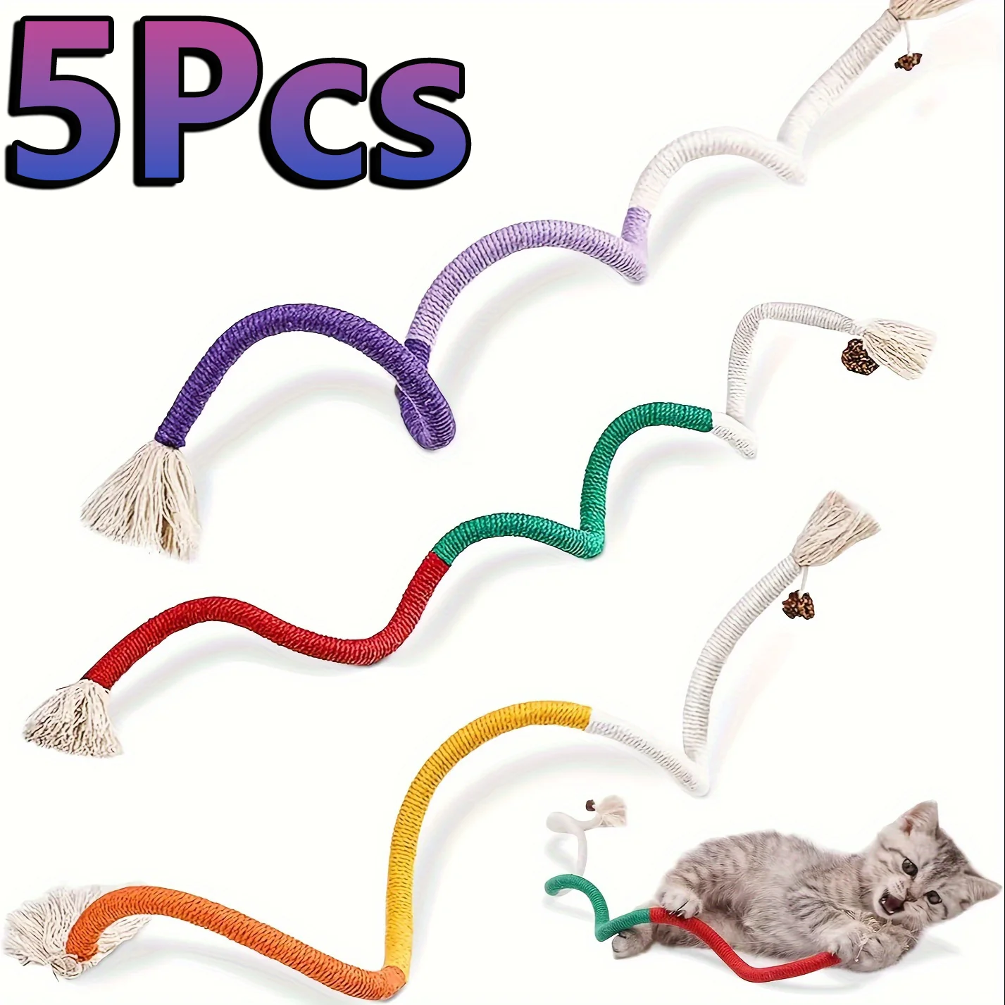 5Pcs  Cat Bite Rope Toy, Cat Teeth Grinding Rope, Durable Cat Oral Cleaning Toy, Pet Chew Toy For Indoor Cats #King\'s day