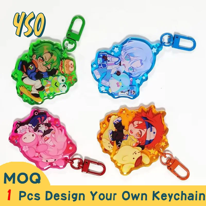 YSO CNC Diamond Cut High Quality Cute Anime Wholesale Keychain Acrylic Custom Colorful Charms