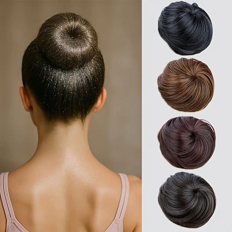 6Inch Synthetic Straight Drawstring Adjustable Easy Wear Bun Hair Accessories Updo Scrunchies Hairpiece For Women Daily Use