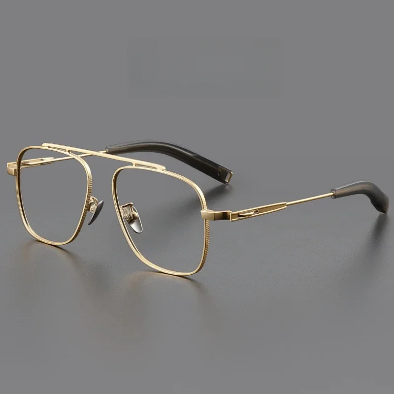 FIRADA moda okulary w dużych rozmiarach Vintage kwadratowe okulary z czystego tytanu luksusowe optyczne okulary korekcyjne rama mężczyźni LSA105-C — zdjęcie 2