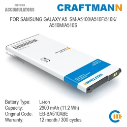 Craftmann-batería para Samsung GALAXY A5 SM-A5100, A510F, 510K, A510M, A510S, EB-BA510ABE