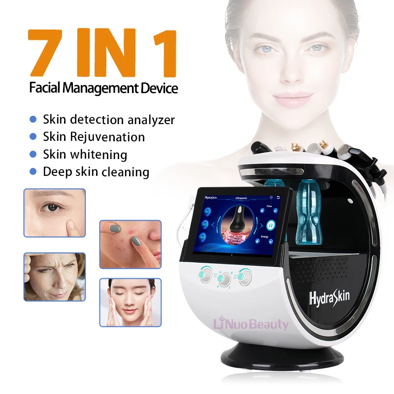 Multifunction 7in1 ice blue hydra oxygen facial machine for skin whitening hydro-dermabrasion facial machine