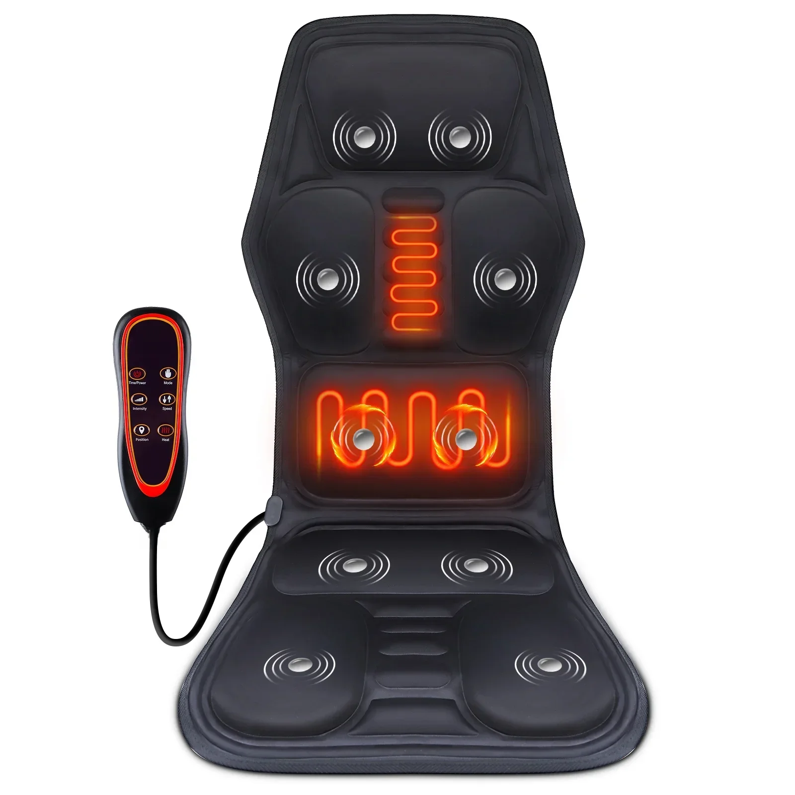 Elektrische rugmassager Infrarood full-body massagestoel Kussen Verwarming Vibrator Auto Thuiskantoor Lumbale nekmatras Stoelmat - afbeelding 2