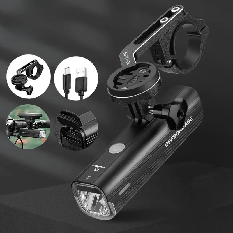 AliExpress OFFBONDAGE Bike Front Light Rainproof USB Rechargeable Bicycle Light 1000LM Cycling Headlight LED 4800mAh Flashlight Bike Lamp