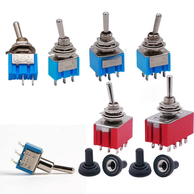 2 pçs 6mm interruptores em miniatura interruptor de alternância pólo único lance duplo mini tampa à