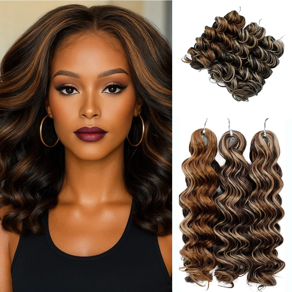 

Body Wave Braiding Hair Extensions 3 pcs/lot Ombre Brown Color Crochet Hair 12 Inch Short Synthetic Crochet Hair Extensions
