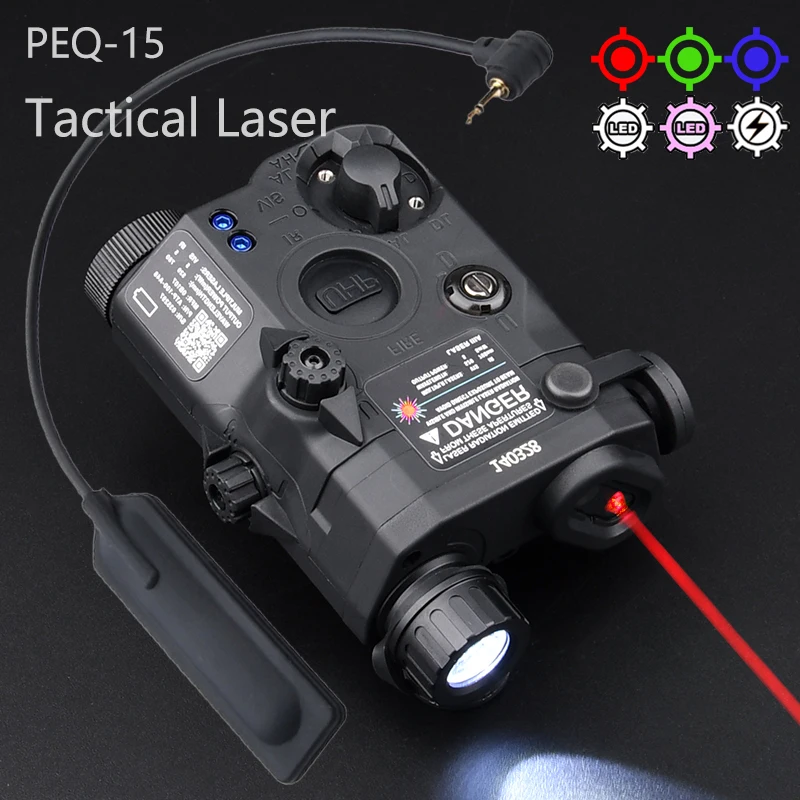 Taktyczny Airsoft PEQ-15 PEQ15 LA5C Red Dot Zielony Niebieski IR Światło Wypełniające Laserowy Wskaźnik Broń Latarka Zwiadowcza Stroboskop Latarka PEQ