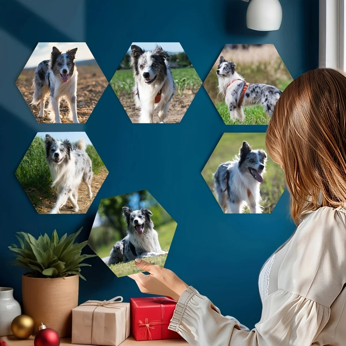 Custom Photo-Printed Hexagonal Tiles — Multiple Sizes Available. Personalized Photo Wall Prints and Wall Art Photo Gifts.