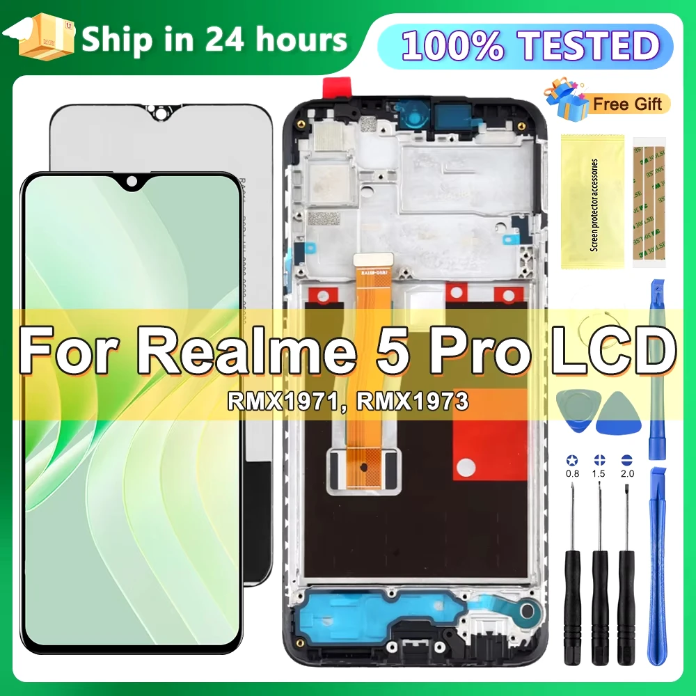 

6.3 ” Original For OPPO Realme 5 Pro 5Pro LCD RMX1971 Display Touch Panel Screen Sensor Assembly For Realme5 Pro Display Screen