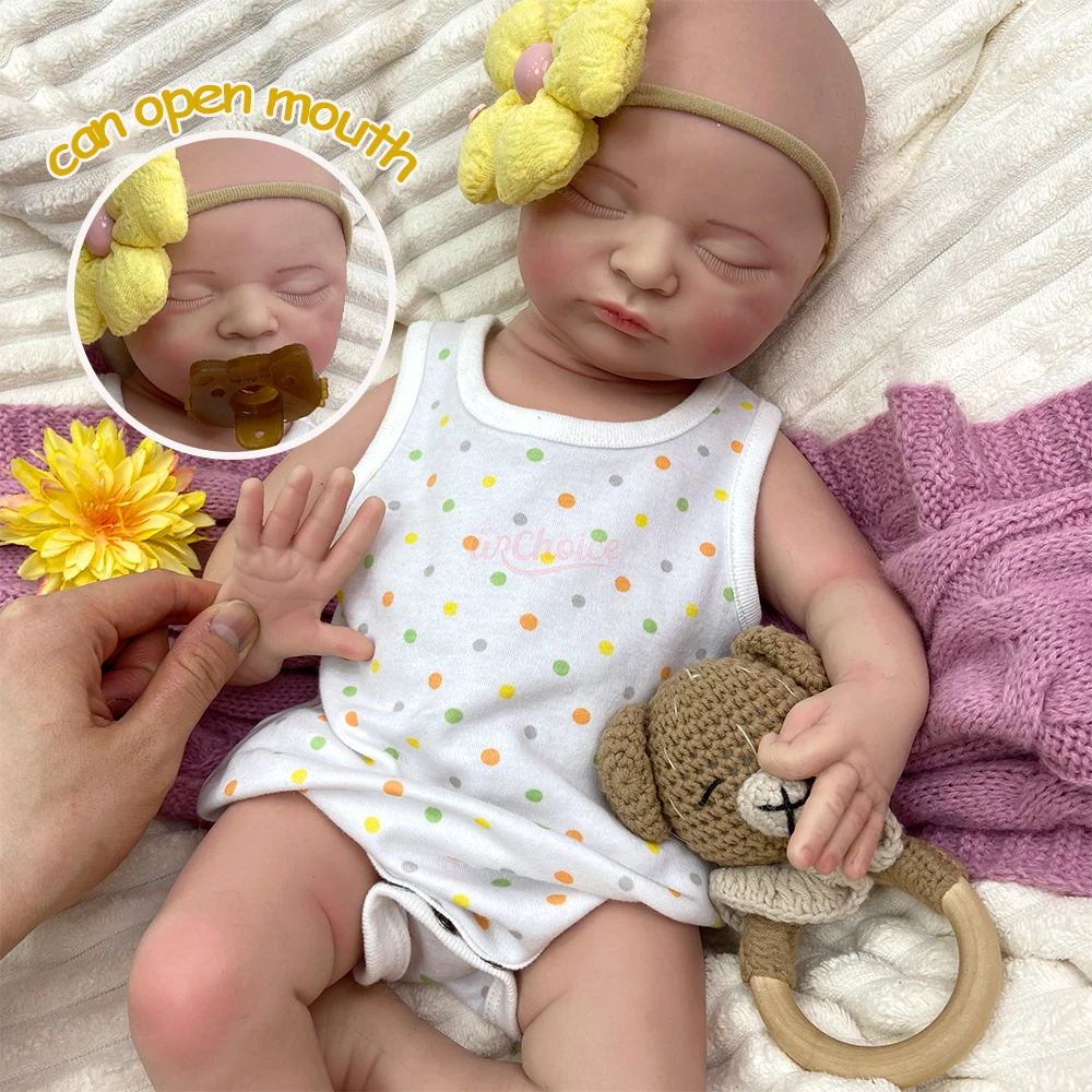 

20 Inch Lifelike Reborn Doll, Full Body Soft Silicone Newborn Baby Doll with Vivid Skin Texture, Real Touch for Festive Present