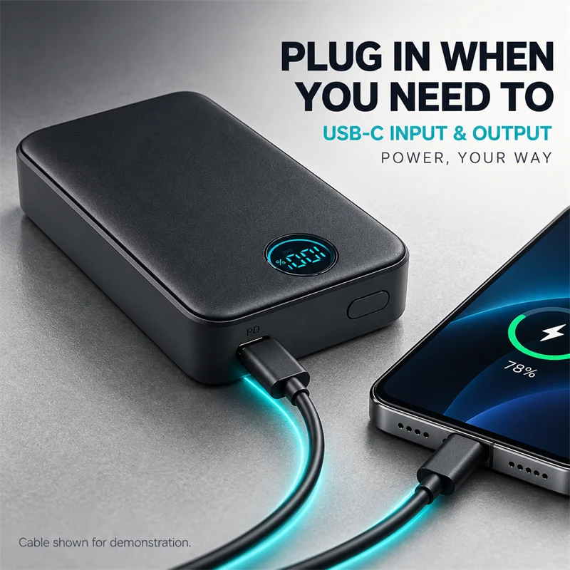 10000mAh Magnetic Power Bank PD 27W, Magnetic Power Bank PD 7.5W Card-Sized Powerbank For iPhone 17 Samsung