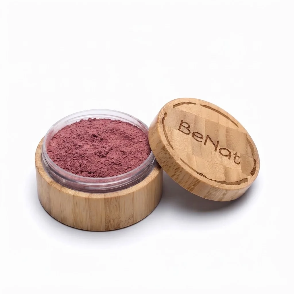 All-Natural Mineral Loose Powder Blush with Refillable Bamboo Jar & Puff – Handcrafted Vegan Cheek Rouge Face Makeup for All Skin Types