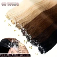 Extensiones de cabello humano Real con microanillo de bucle, 50 Uds., extensiones de cabello Remy MicroLink, extensión de cabello con microcuentas de 16 a 20 pulgadas