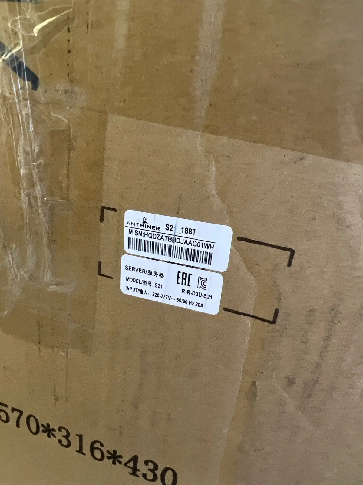 New Bitmain Antminer S21 188th/s 3290W BTC Miner In Stock