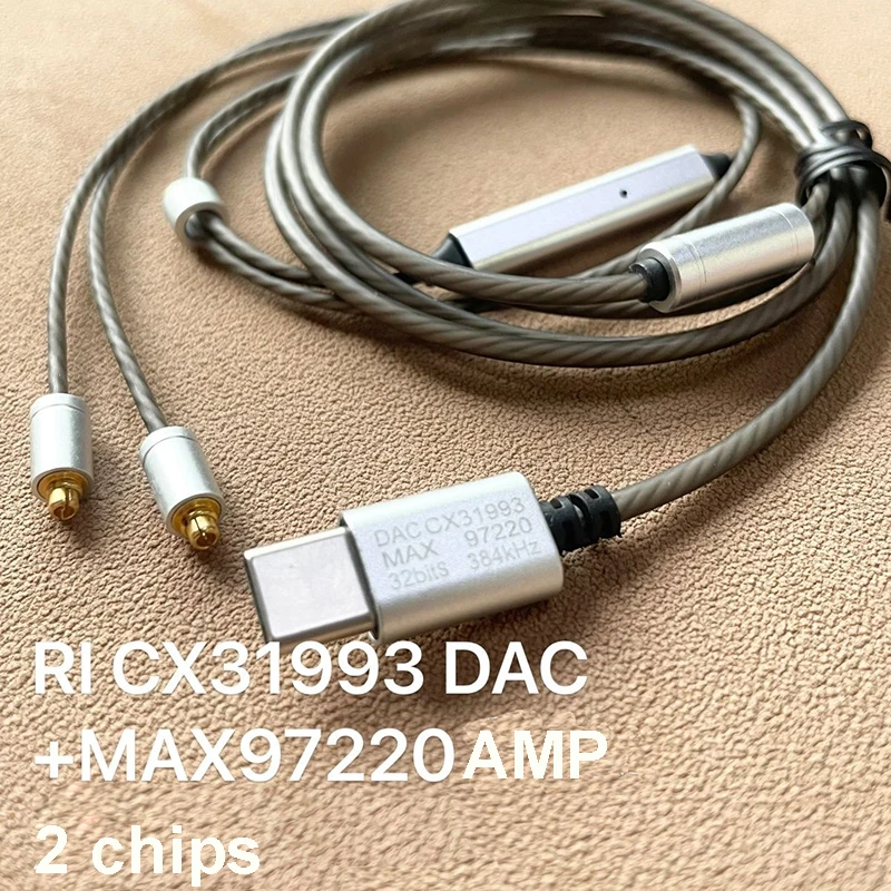 MMCX Silvered Cable 32Bit CX31993 And MAX97220 Type-c Earphone Replaced Cable For Shure SE215 SE535 UE846 SE315