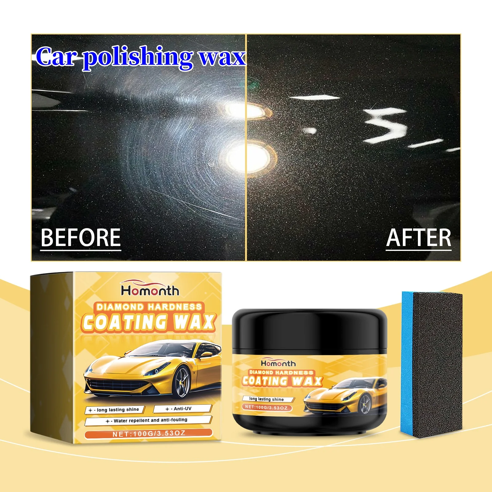 

Homonth Automobile Crystal-plated Car Paint Polishing Maintenance Glazing Waxing Refurbishment Wax