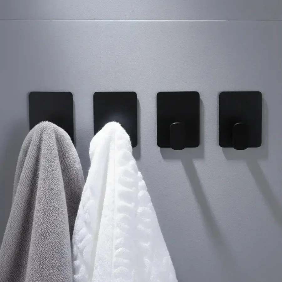 

4pcs Adhesive Hook Heavy Duty Waterproof in Shower Hooks for Hanging Towels Clothes Robes for Bathroom Removable Adhesive Wall Hook