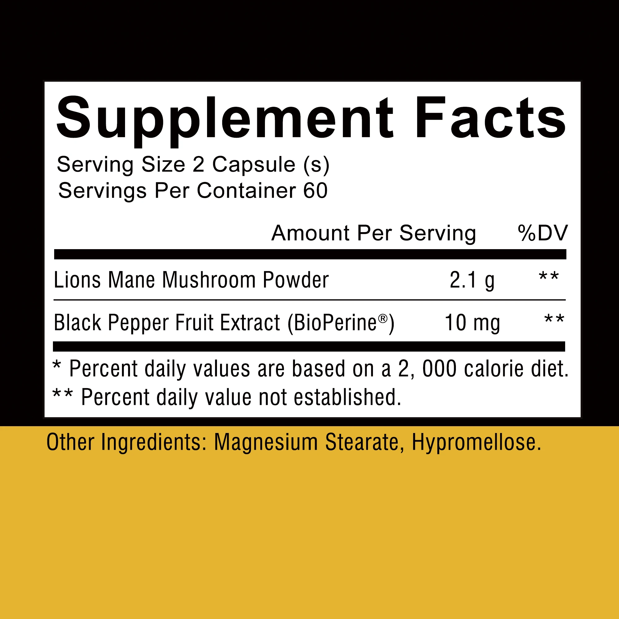 Lion’s Mane Capsules - Nootropic Brain Memory & Focus, for Mood and Sleep Health - 120 Capsules