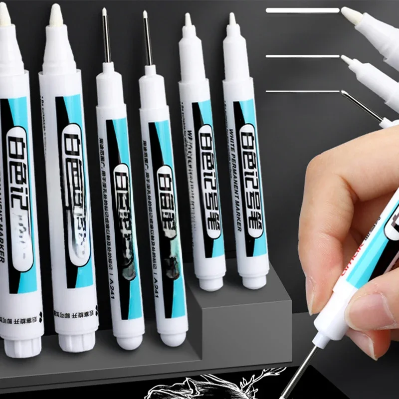 Stylo marqueur blanc étanche 0.7/1.0/2.5mm, bande de roulement de peinture, stylos environnementaux, peinture de pneus de voiture, papeterie Graffti, fournitures scolaires