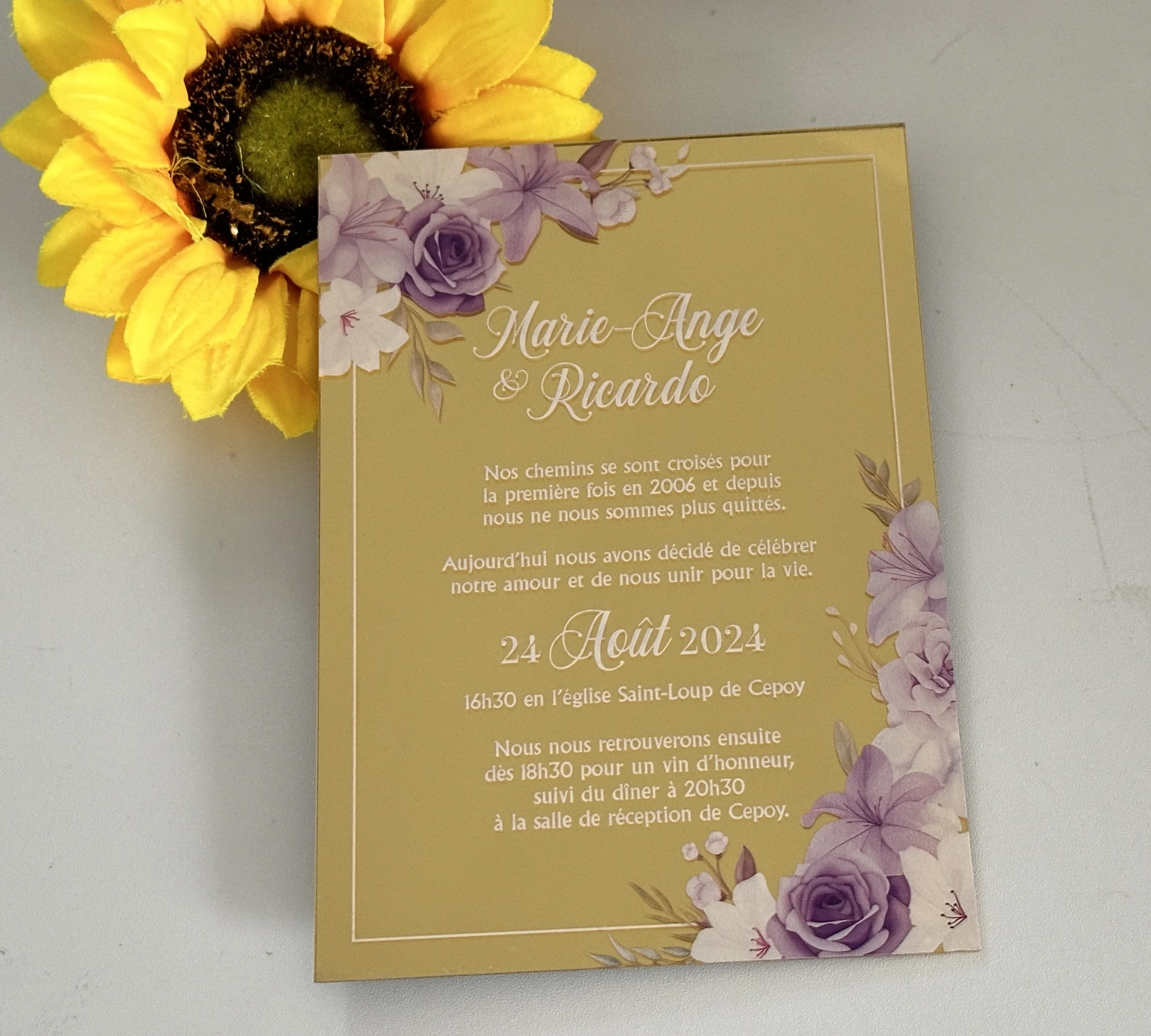 

Acrylic Wedding Invitation Custom, Mirror Gold, Beach Party, Personalized Text, Wedding Card, 10Pcs