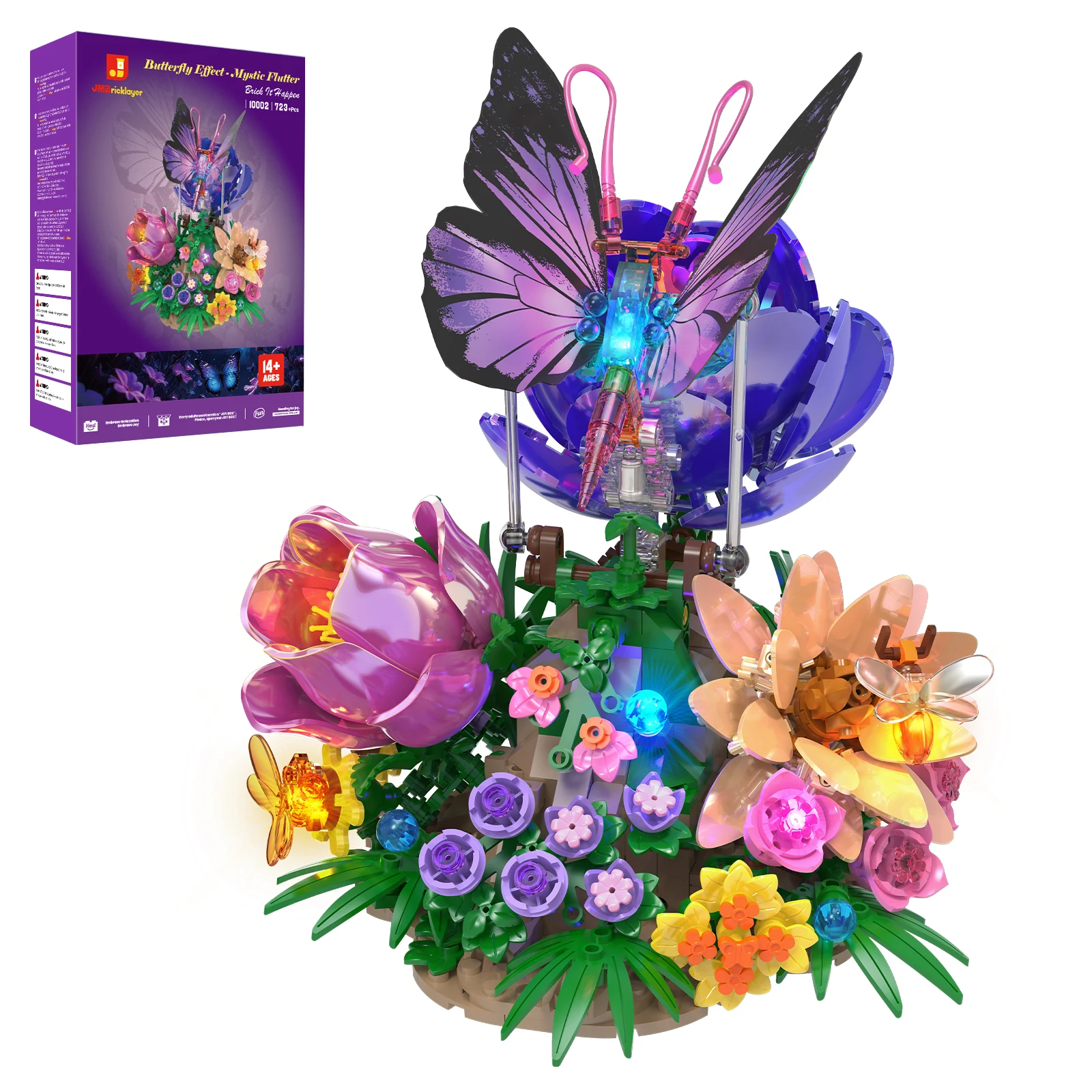 

JMBricklayer LED Butterfly Building Blocks Set Light Up for Adults Botanical Flowers Collection DIY Model Kit Home Office Decor Birthday Gift for Women Mom Girlfriend Wife
