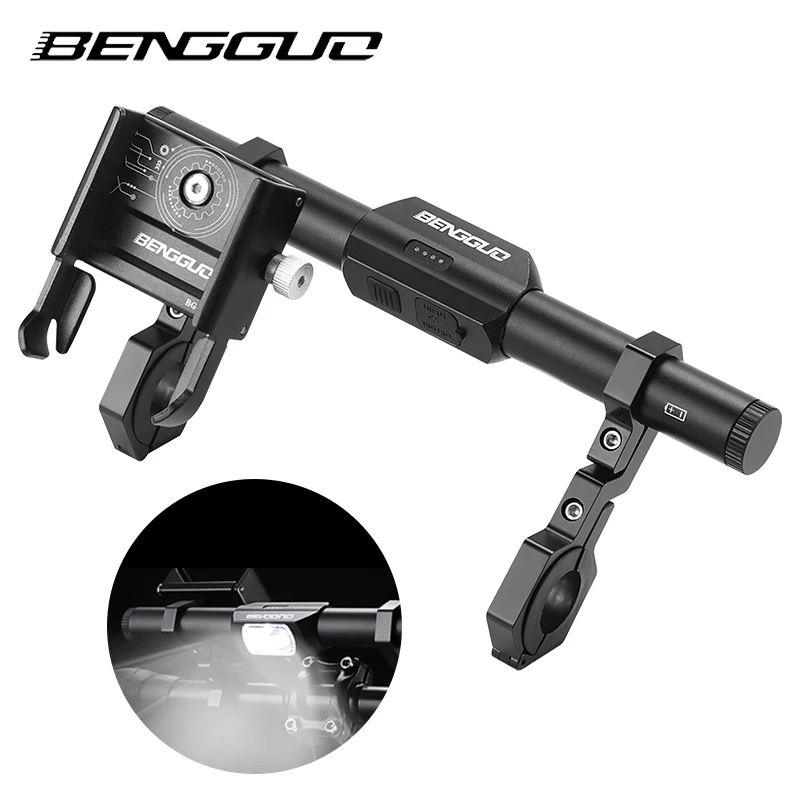 

Bike Handlebar Extension Holder with Phone Holder Type-C Fast Charging MTB Bracket Mount Holder with Headlight Bike Accessories