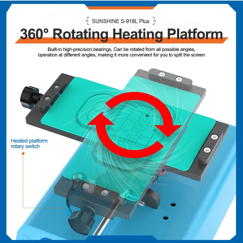 SUNSHINE SS-918L Plus 360° Rotation LCD Screen Separator For Curved Screen Frame Separation Heating Glue Remover LCD Repair Tool