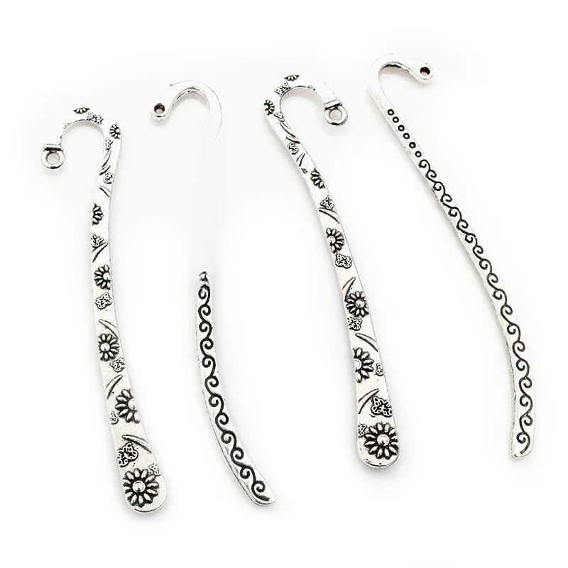 10 sztuk Vintage DIY zakładka Charms kwiat antyczne posrebrzane wisiorek ze stopu cynku na zakładki metalowa biżuteria akcesoria — zdjęcie 2