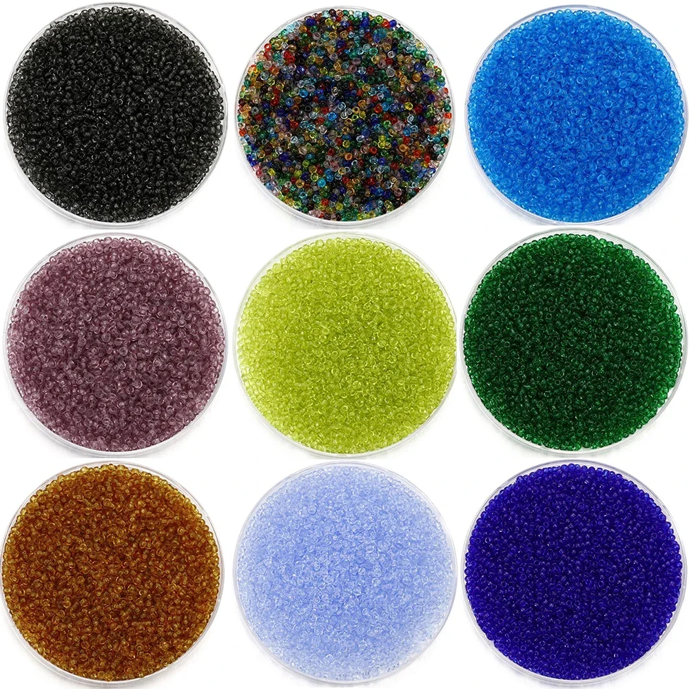 1000/1800 pièces 2mm couleur transparente perles de rocaille en verre tchèque perles rondes en vrac pour bracelet à bricoler soi-même boucles d'oreilles accessoires de fabrication de bijoux