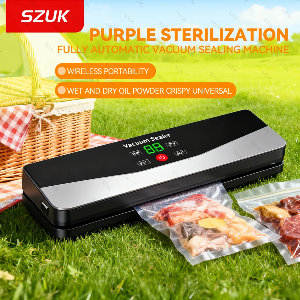 

SZUK перезаряжаемый электрический вакуумный упаковщик для сухой/влажной пищевой герметичный упаковщик, кухонная машина для хранения продуктов, вакуумная упаковочная машина для пищевых продуктов