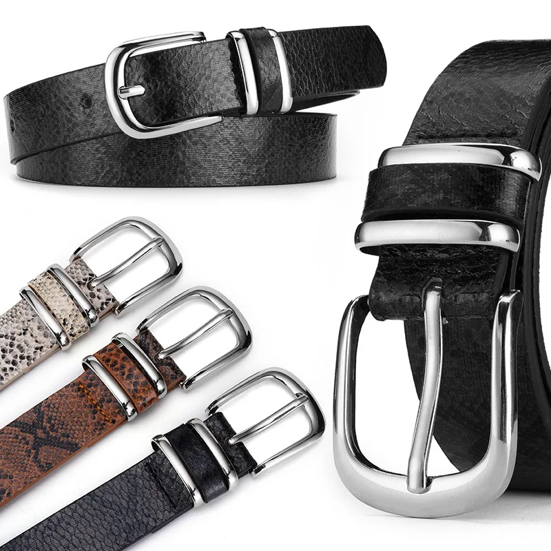 Retro Ethnic Style Women's Belt Needle Buckle PU Leather Belt with Square Metal Buckle Decorative Belt for Jeans Pants