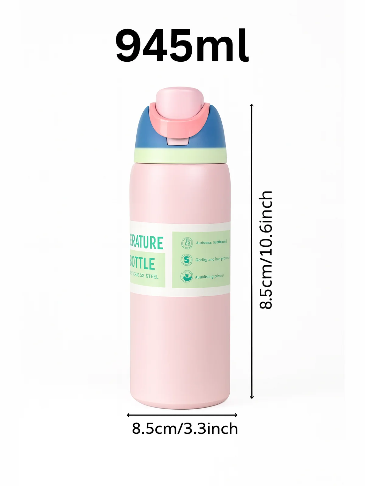 زجاجة/ترمس من الفولاذ المقاوم للصدأ بمقبض وقش، Fab-21، ترمس محمول 945 مل، للمكتب، زجاجة صالة الألعاب الرياضية، زجاجة معزولة حراريًا، ترمس للمشروبات الساخنة أو الباردة