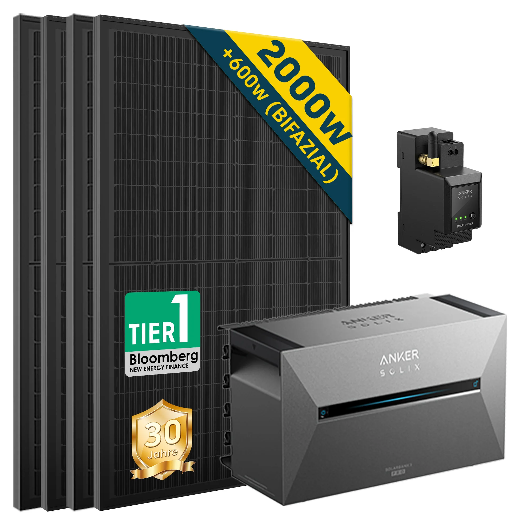 Anker SOLIX E2700 3 Pro 2.7kWh + solar panel 4x500W solar modules + smart meters