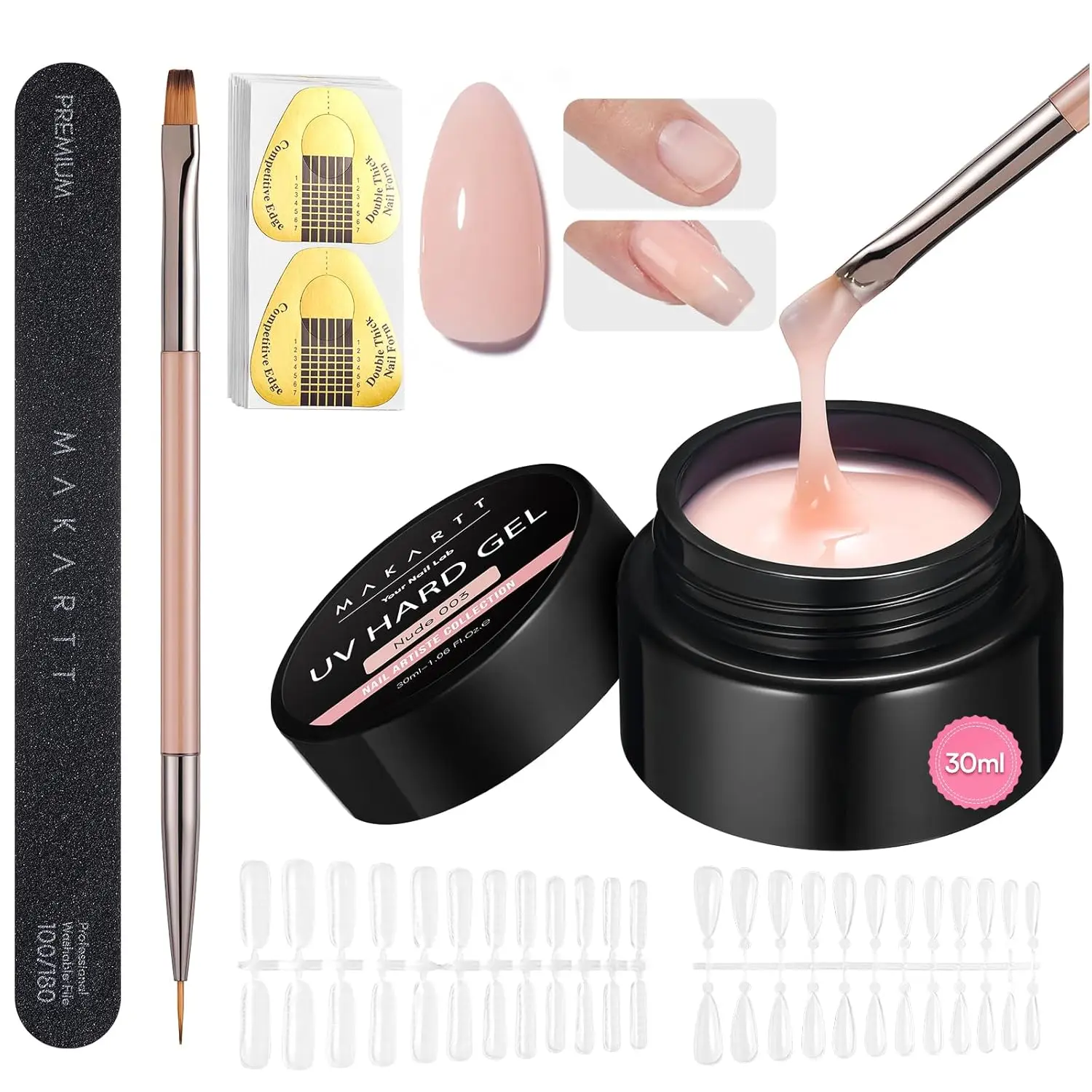 

Makartt Nude Gel Builder Kit Self Leveling Nail Strengthener Broken Nail Repair with Forms File Brush 1.06oz for Home Salon DIY