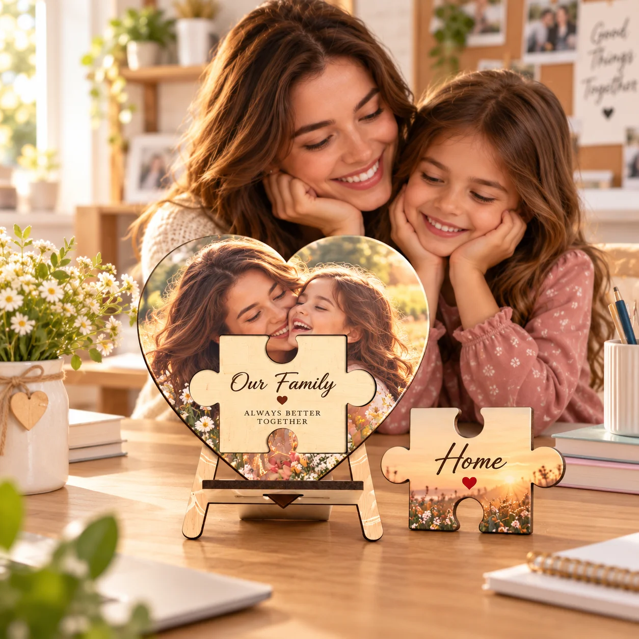 Customizable signs and cards, wooden heart-shaped proposal puzzle ornaments—a perfect romantic gift for couples