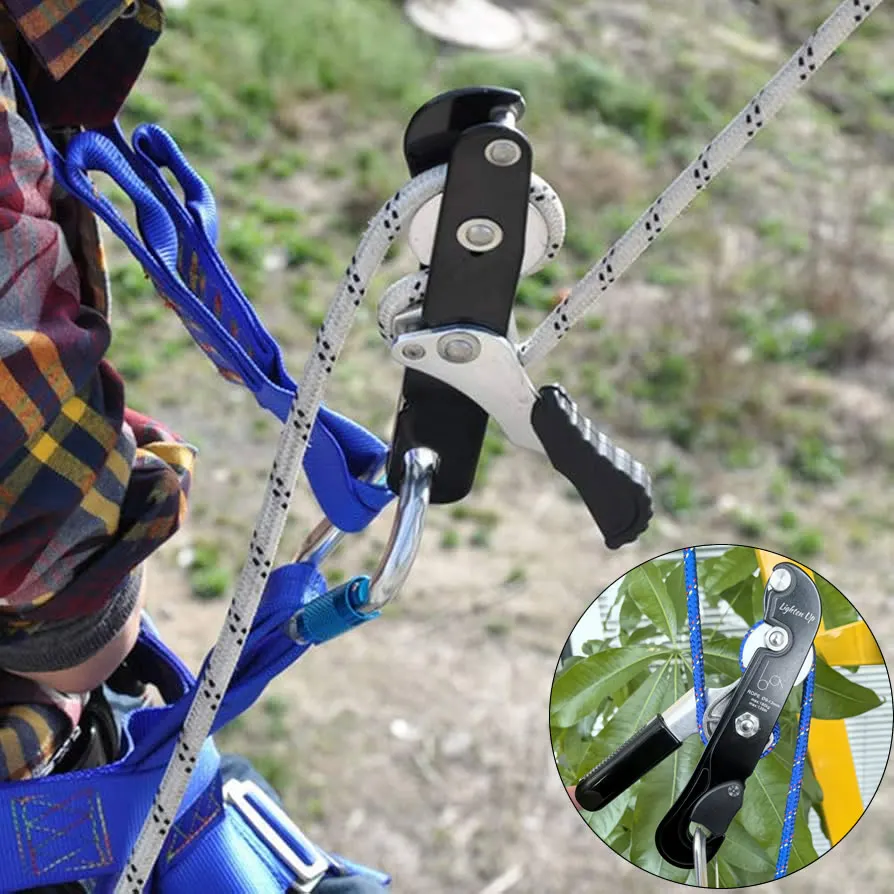 Ascender Descender Outdoor Rock Climbing Descender 150kg Self-braking Stop Rope Clamp Grab Descender Climbing Carabiner Climbing