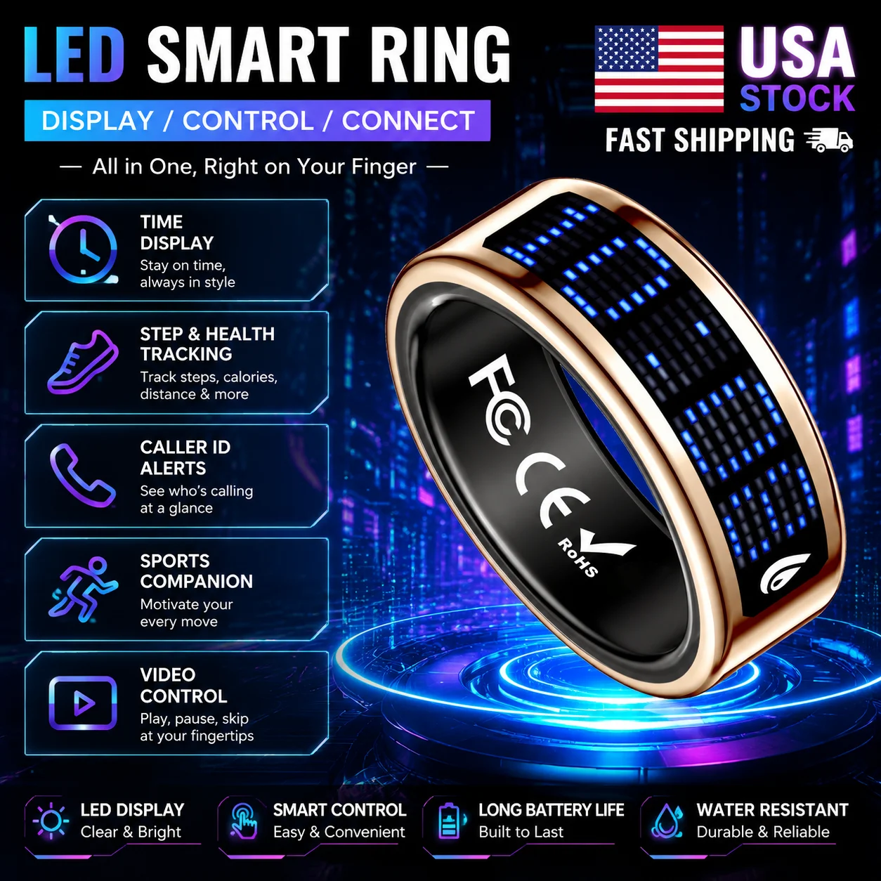 Couple Watches Smartwatch - خاتم ذكي بتصميم سايبر ستايل مع