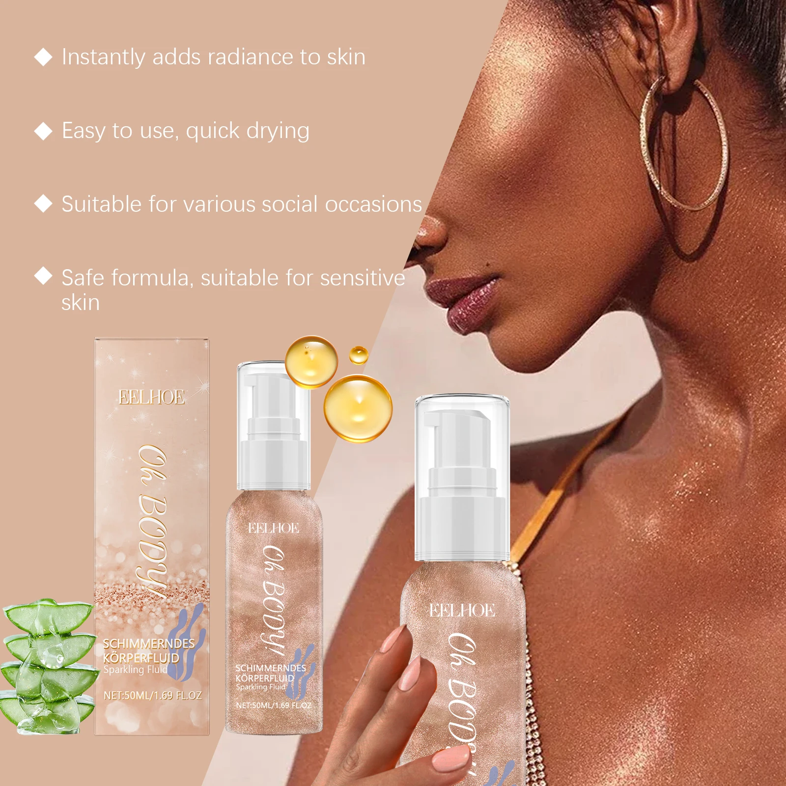 グリッターボディローション持続ハイライター即座に魅力を高めるパーティースポットライト輝くまばゆい簡単洗浄ボディグリッターパウダー