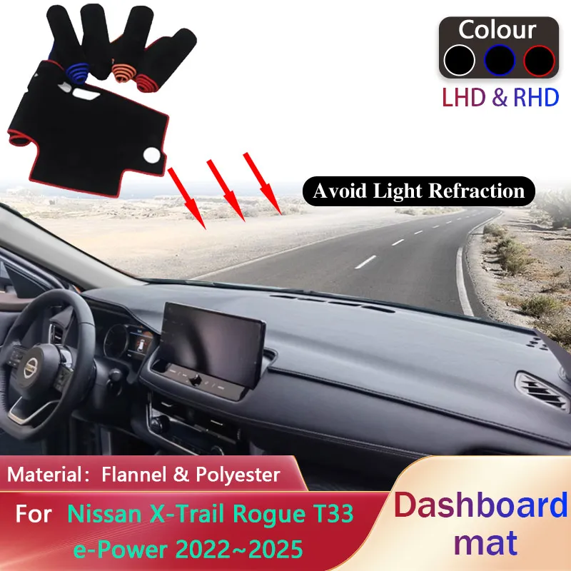 

Dashboard Pad for Nissan X-Trail Rogue T33 e-Power 2022~2025 Anti-Slip Liner Sunshade Mat Dashmat Cover Carpet Rug Accessories