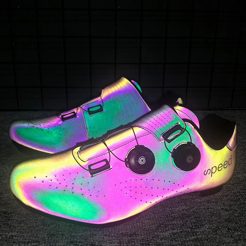 Ultralight Double Buckles Cycling Shoes MTB Luminous Road Bike Shoes Self-Locking Bicycle Cleat Shoes Professional Sneakers Men