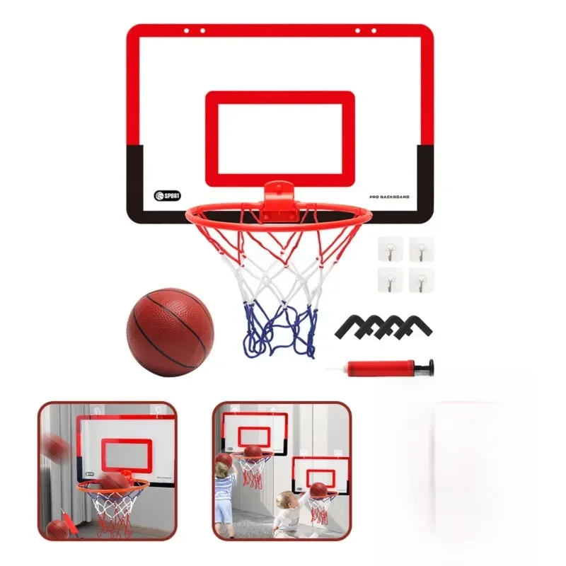 Jeu drôle de sécurité pour enfants d'intérieur, Mini exercice à domicile, ensemble de cerceaux de basket-ball, cadre mural, panier de levage, panneau arrière suspendu