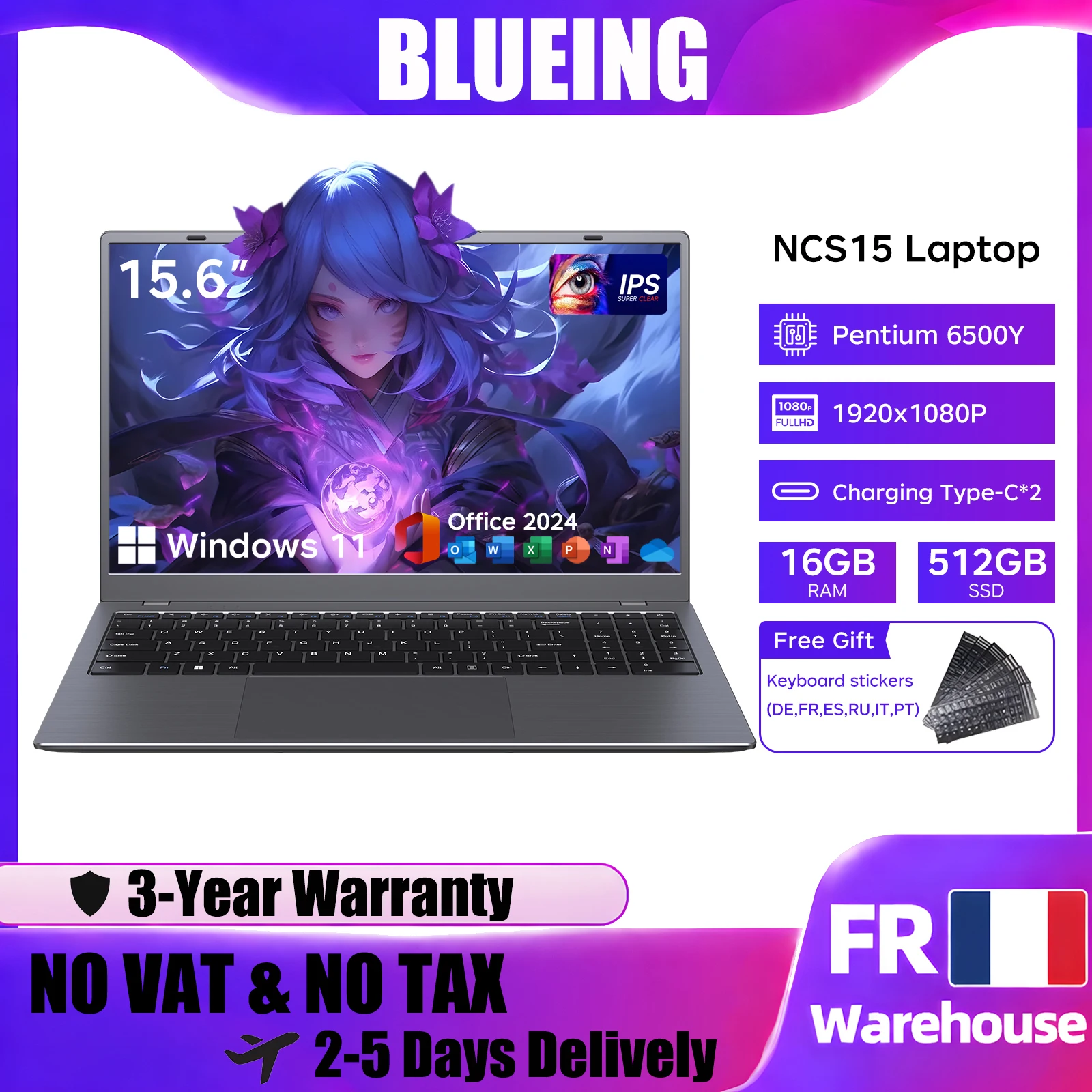 Portátil BLUEING 15.6 16GB 512GB SSD