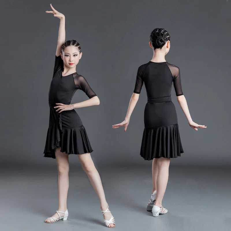 Roupas infantis de treinamento de dança latina, teste de classificação, 1 peça feminina