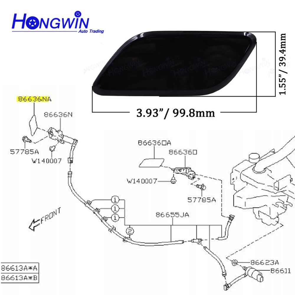 Nowy reflektor osłona dyszy spryskiwacza strumień wody reflektora do Subaru Outback BS9 2018 2019 2020 86636 al170 86636 al180