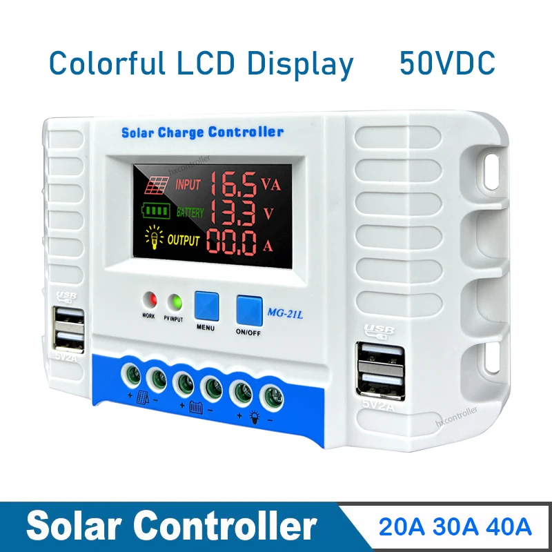 PWM 20A 30A 40A Solar Charge Controller 4 USB Port Charging Panel Controller 12v 24v Regulator For Lithium Lifepo4 Gel Lead Acid