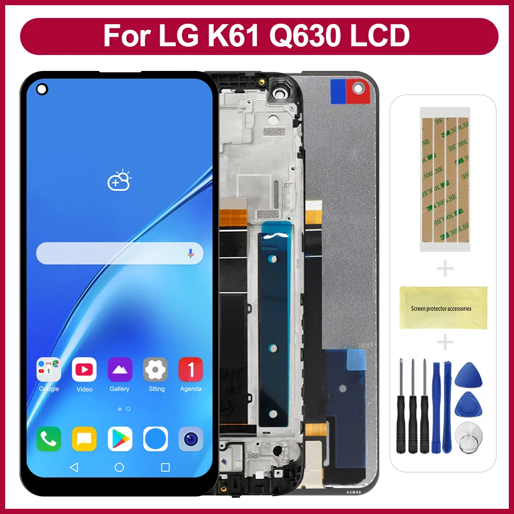6.53 ''Display LCD Touch Screen Digitador Assembléia com Moldura para LG K61 Q61 LMQ630EAW LM-Q630 Peças de Reposição de Telefone Celular