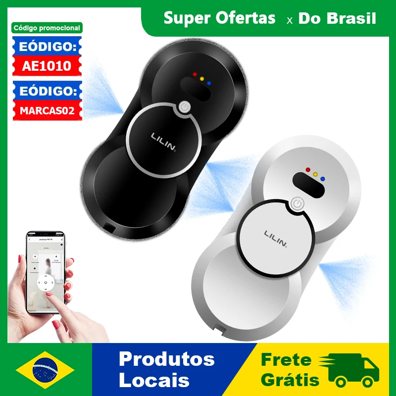 ( Código promocional: MARCAS03) Robó limpa vidros LILIN HCR-10, spray de água de dupla face, antiqueda e detecção inteligente de bordas, robô limpador de janelas para janelas altas e internas e externas 2025