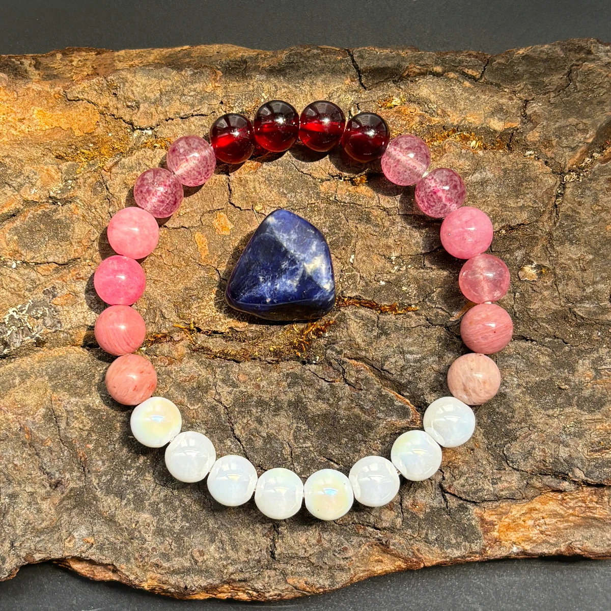 1pc/Love Spell Bracelet Made of Rose Quartz and Red Wood Grain Mermaid Handmade Beaded Bracelet for Men Women Showing Love and A