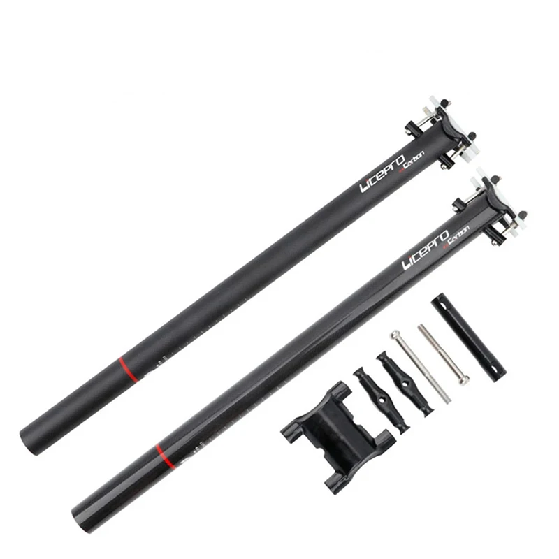 Litepro for Brompton/Dahon folding bicycle MTB carbon fiber modified lengthened balance seat tube 31.8/33.9X580mm seatpost