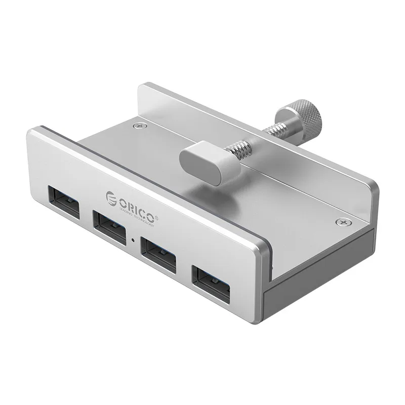 Aluminum Alloy 4-Port USB 3.0 Hub, Clip-Type Design, High-Speed Data Transfer, Portable for Laptop, PC, Mac, and More